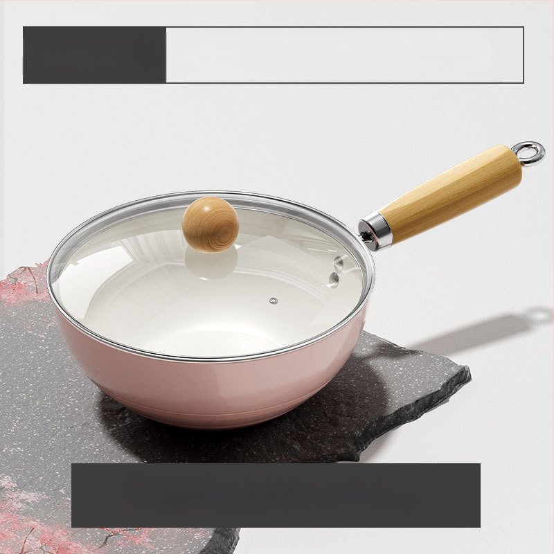 Nauja „Sakura“ miltelių keraminė keptuvė, vieno asmens neprideganti keptuvė, kūdikių maisto papildoma keptuvė, universali viryklė, maža „Wok“ didmeninė prekyba