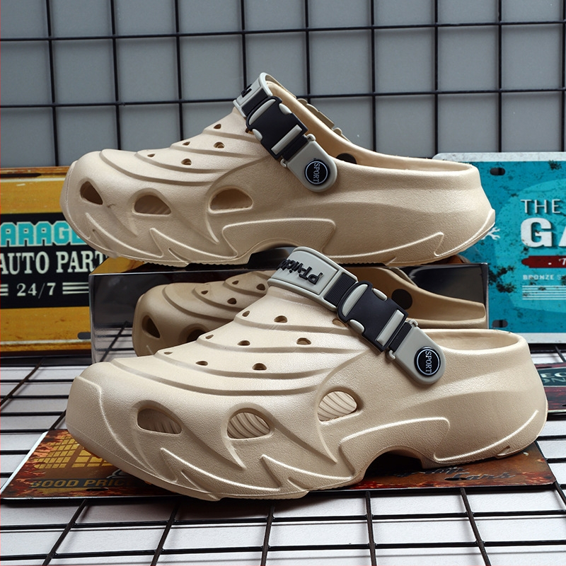 2025 Új Férfi Klumpa Zárt Orrú Vastag Talpú Csúszásmentes Strandcipő Férfi Papucsok Otthoni és Kültéri Kettős Viseletre Trendi