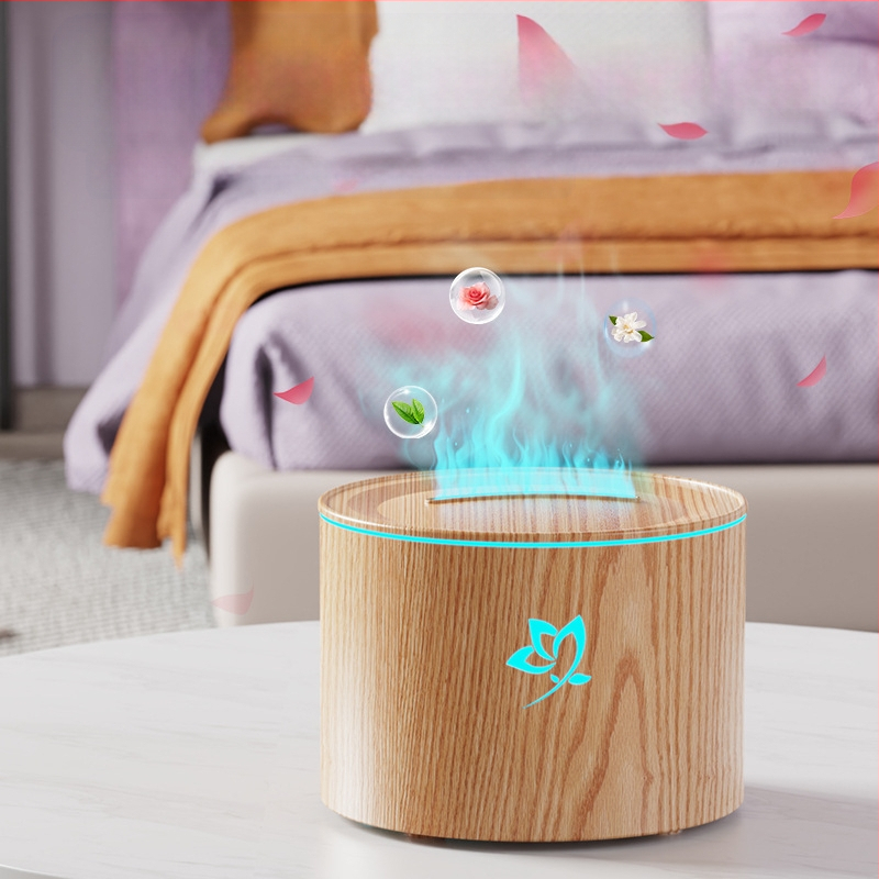 2025 Új Szimulációs Láng Aromaterápiás Gép Otthoni Asztali Rózsa Aromaterápiás Gép Hálószoba Iroda Nagy Körkörös Párásító