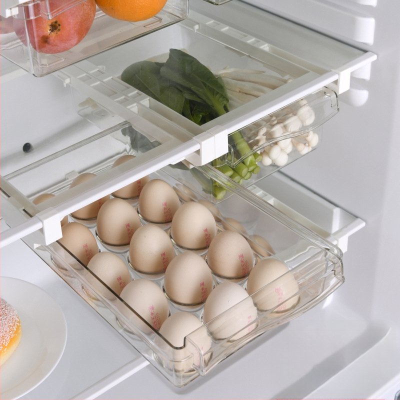 40 rácsos fiókos, kétrétegű hűtőszekrényben tárolható friss tojástároló doboz 32 rácsos háztartási konyhai rendszerező műtárgy átlátszó tojástartó