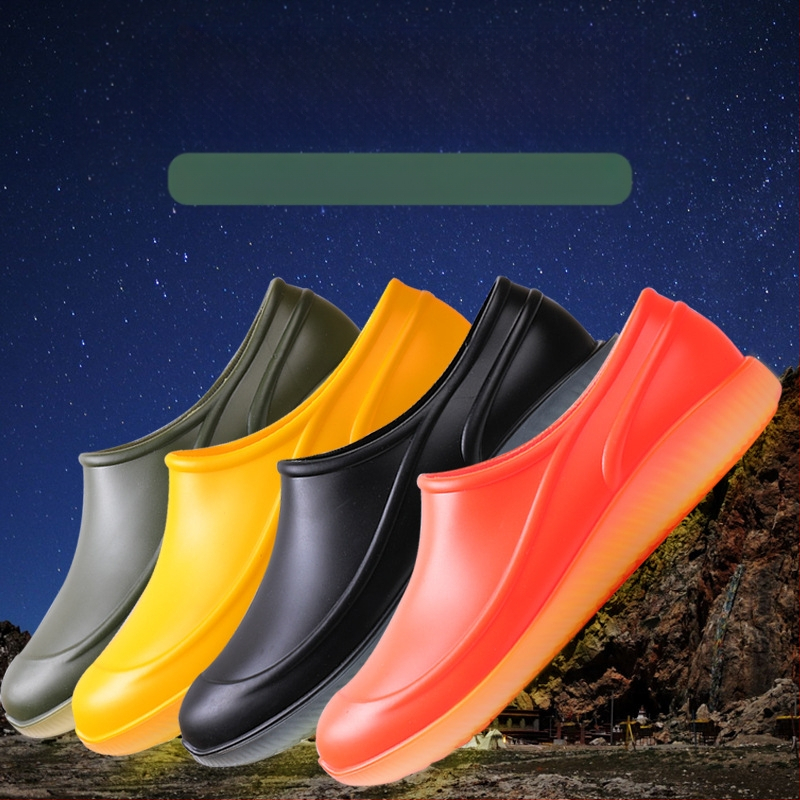 Narancssárga, alacsony szárú esőcipő, férfi és női, csúszásmentes, lapos, élelmiszeripari, fehér, csúszásmentes gumicipő, sekély szájú, kopásálló gumicipő, férfi nagykereskedelem