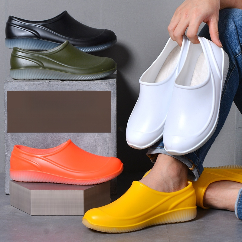 Narancssárga, alacsony szárú esőcipő, férfi és női, csúszásmentes, lapos, élelmiszeripari, fehér, csúszásmentes gumicipő, sekély szájú, kopásálló gumicipő, férfi nagykereskedelem