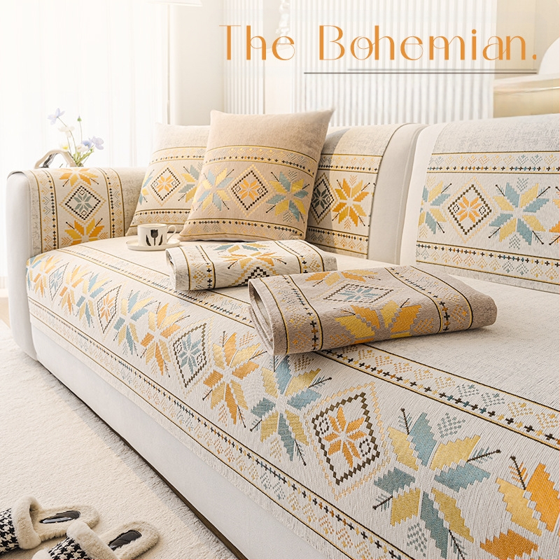 Bohém zsenília kanapépárna minden évszakra univerzális 2025 új, csúcskategóriás, csúszásmentes párnahuzat szövettel