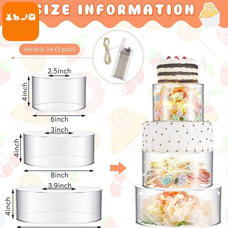 2 darabos modern, átlátszó, kerek, akril, újratölthető tortatartó készlet esküvői, születésnapi parti desszertkiállításhoz