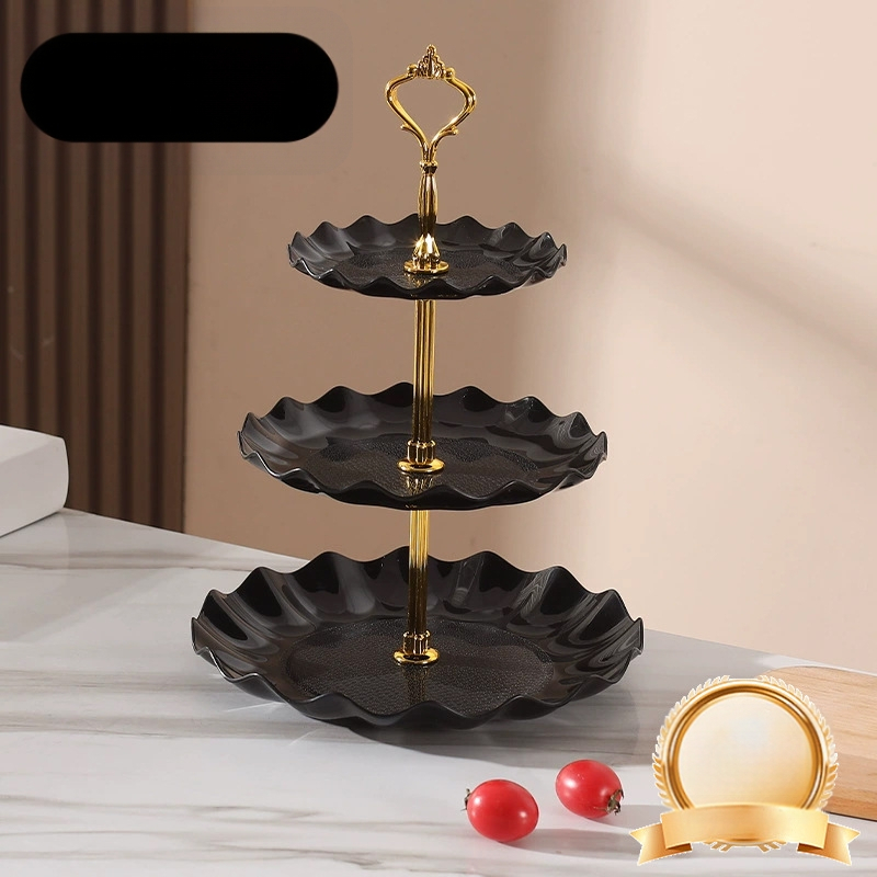 Daugiasluoksnė vaisių lėkštė, pasižyminti aukšta estetine verte, lengvu prabangumu ir aukšto lygio pojūčiu, tinkanti svetainės kavos staliukui, užkandžių lėkštei, džiovintų vaisių demonstravimo lėkštei ir padalintai lėkštei.