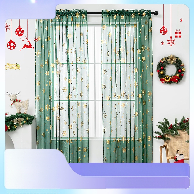 Tarpvalstybinė „Amazon“ užuolaida, kalėdinė snaigė, karšto štampavimo, pilna marlės užuolaida, karšta sidabrinė, pusiau šešėliuojanti užuolaida, „AliExpress“.