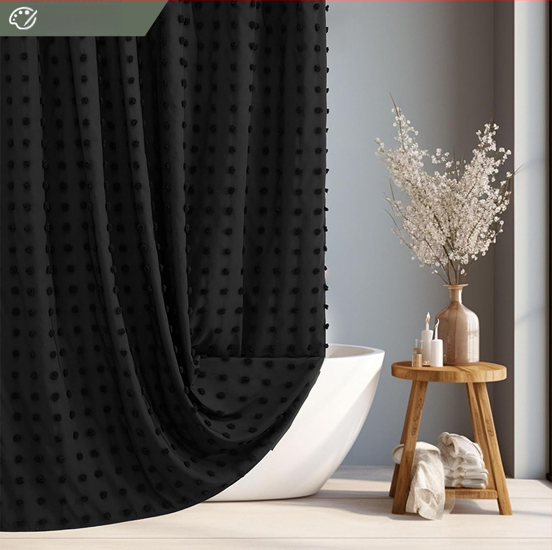 Uus lillelise väljalõikega vannitoa vaheseina kardin, lihtne veekindel dušikardin puurimisvabade konksudega