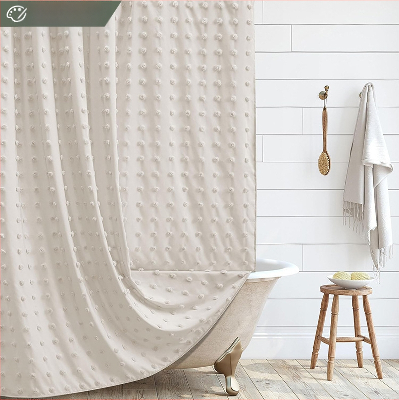 Uus lillelise väljalõikega vannitoa vaheseina kardin, lihtne veekindel dušikardin puurimisvabade konksudega