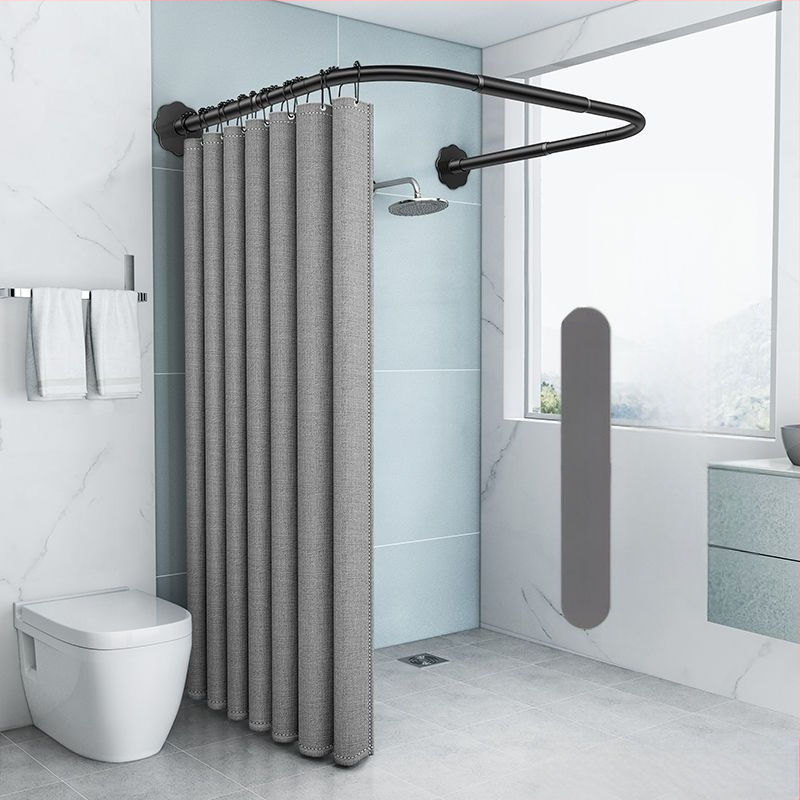 Dušikardina ülikond Punch-vaba kumer U-kujuline dušikardina varras Veekindel vannitoa vaheseina kardin Duširuumi imitatsioon linane paksendatud kardin