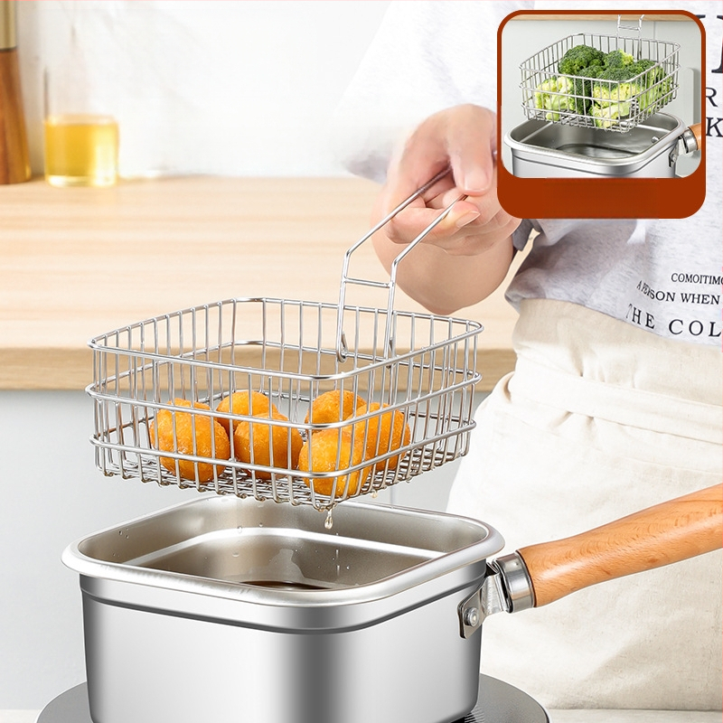 - Piiriülene Jaapani roostevabast terasest kandiline fritüür, majapidamises kasutatav piimapott, nuudlipott, kaasaskantav õues kasutatav tempurafritüür