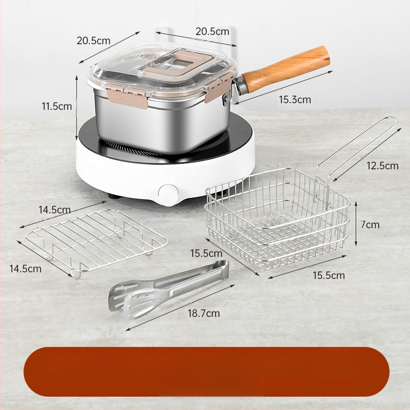 - Piiriülene Jaapani roostevabast terasest kandiline fritüür, majapidamises kasutatav piimapott, nuudlipott, kaasaskantav õues kasutatav tempurafritüür