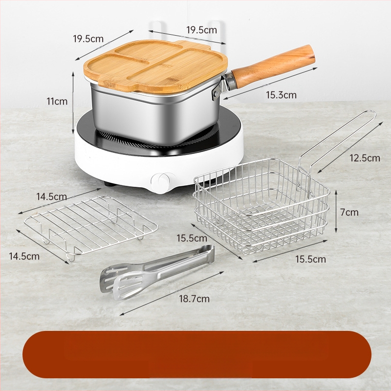 - Piiriülene Jaapani roostevabast terasest kandiline fritüür, majapidamises kasutatav piimapott, nuudlipott, kaasaskantav õues kasutatav tempurafritüür