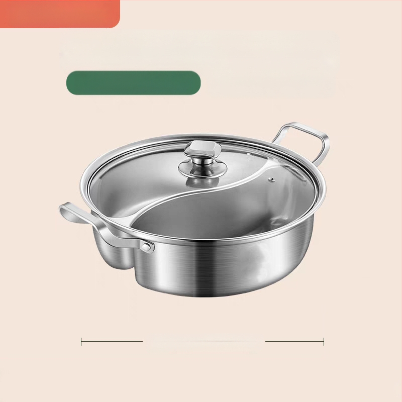 Vienos dalies „Yuanyang“ puodo indukcinė viryklė, universali karšto puodo buitinė didelė talpa, skalavimo puodas, sutankintas nerūdijančio plieno karšto puodo baseinas