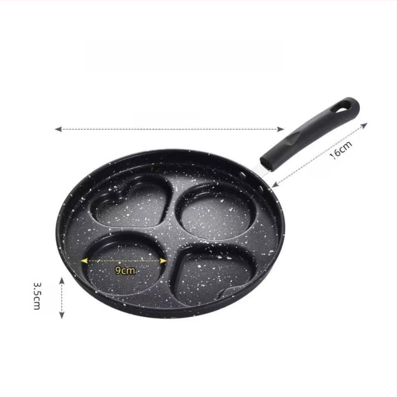 Kvadratinė keturių skylučių keptuvė kiaušinių mėsainiams širdies formos pusryčių keptuvė daugiaskylė blynas medicininis akmuo neprideganti keptuvės forma patogu