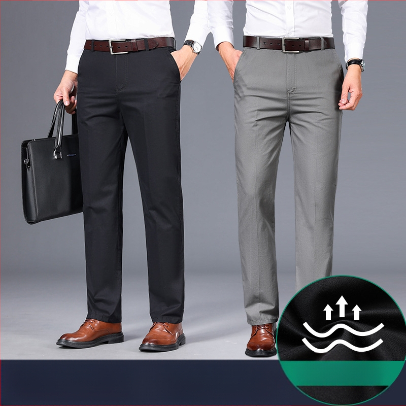 Pamut öltönynadrág apanadrág tavaszi-nyári vékony nadrág középkorú férfi lezser nadrág öltönynadrág egyenes szabású bő férfi nadrág