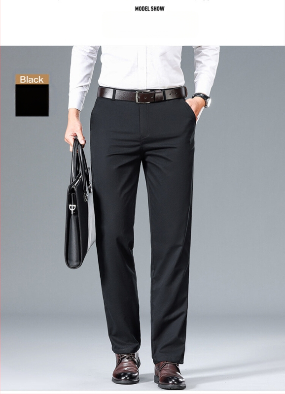 Tavaszi és őszi férfi nadrágok Férfi tiszta pamut nadrág Apuci üzleti hétköznapi nadrág Laza középkorú egyenes szárú nadrág