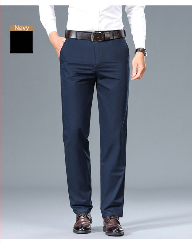 Tavaszi és őszi férfi nadrágok Férfi tiszta pamut nadrág Apuci üzleti hétköznapi nadrág Laza középkorú egyenes szárú nadrág