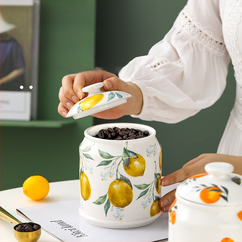 „Nordic ins“ stiliaus buitinis keraminis laikymo indas kavos užkandžių indelis virtuvėje, lengvas, prabangus virtuvės taukų grūdų indas su dangteliu