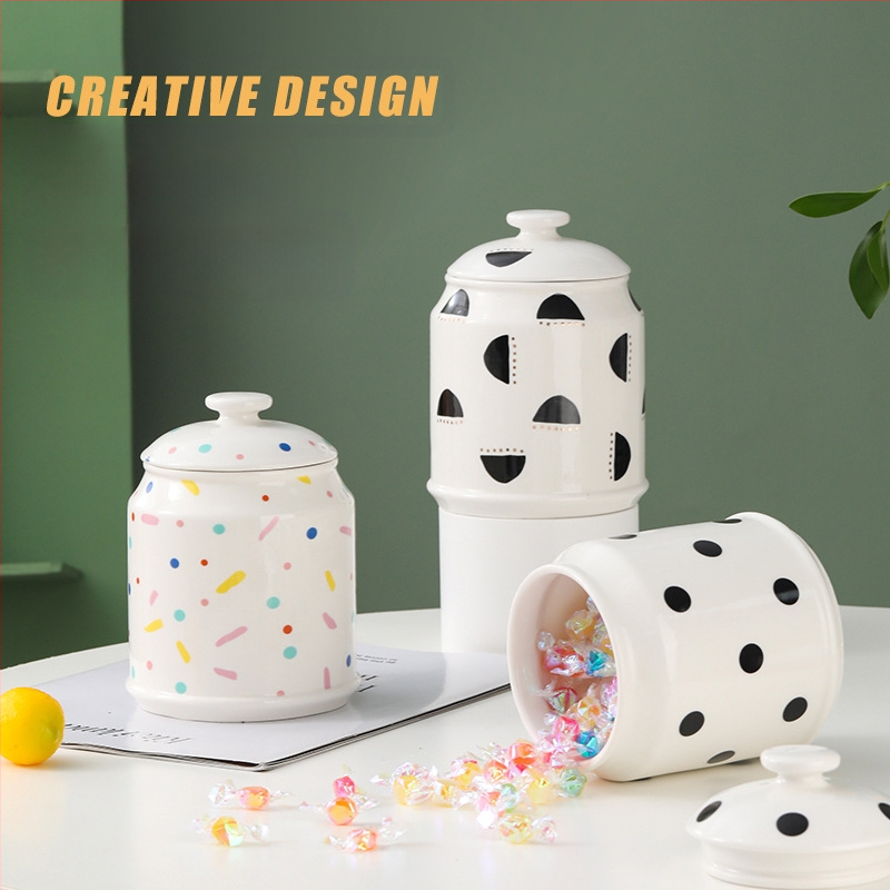 „Nordic ins“ stiliaus buitinis keraminis laikymo indas kavos užkandžių indelis virtuvėje, lengvas, prabangus virtuvės taukų grūdų indas su dangteliu