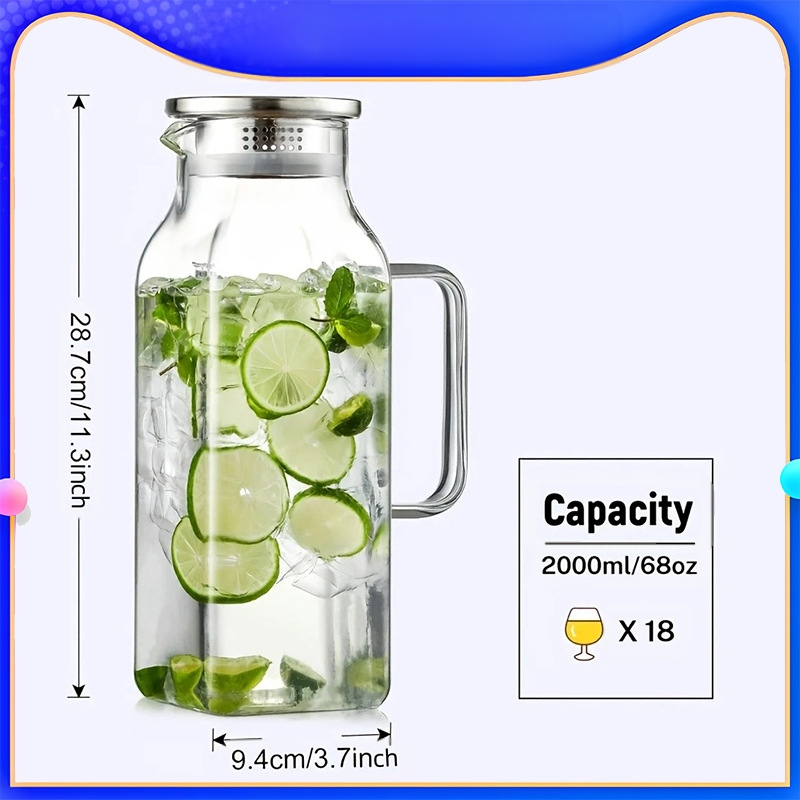 Υψηλή βοριοπυριτική γυάλινη κατσαρόλα νερού οικιακών εστιατορίων μεγάλης χωρητικότητας θερμομονωμένη πυκνωμένη κατσαρόλα χυμού φρούτων προηγμένη κατσαρόλα ποτών με αίσθηση κρύου νερού