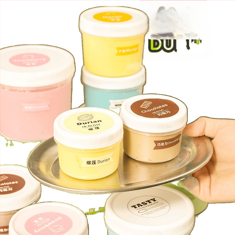 Pudingjogurtitops, käsitsi valmistatud kahekordse koorikuga piimakookosželee jäätisekoorik, ühekordselt kasutatav plastpudelipakendpurk