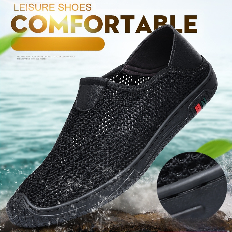 Új férfi cipők tavaszi és nyári alkalmi cipők bebújós hálós, lélegző hálós felületű, repülő szőtt, határokon átnyúló férfi futócipő