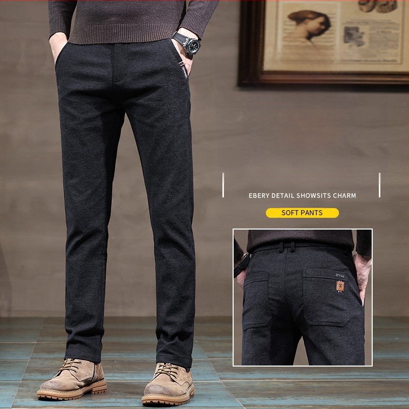 Férfi polár bélésű, vastagított lezser nadrág Ősz és Tél Új Chenille nadrág Slim-fit Egyenes Trendi Férfi Felsőruházat Nadrágok