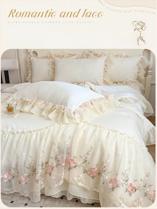 Koreai hercegnő nyári hűvös takaró négyrészes szett francia romantikus tündér ágynemű nyári selymes meztelen alvó takaróhuzat ágyneműk