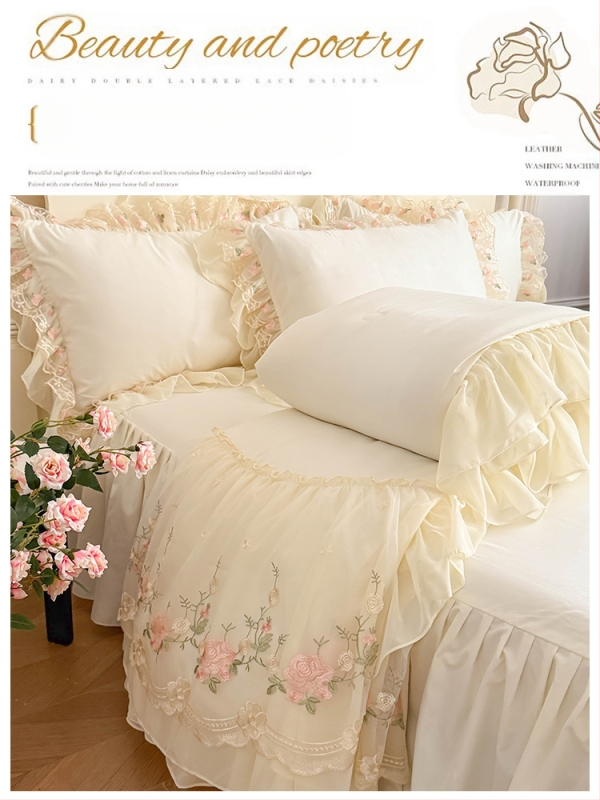 Koreai hercegnő nyári hűvös takaró négyrészes szett francia romantikus tündér ágynemű nyári selymes meztelen alvó takaróhuzat ágyneműk