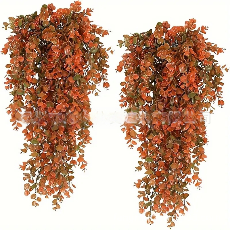 Dirbtiniai rotango eukalipto sieniniai pakabinami augalai, dirbtiniai žalieji augalai, netikri pakabinami augalai, namų lauko dekoratyvinės gėlės