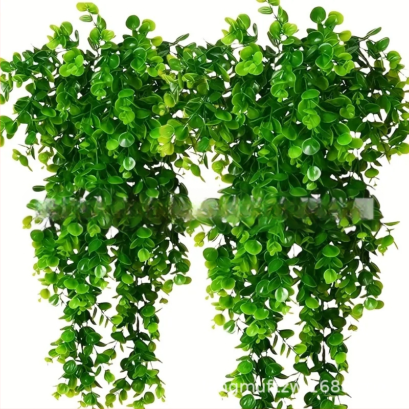 Dirbtiniai rotango eukalipto sieniniai pakabinami augalai, dirbtiniai žalieji augalai, netikri pakabinami augalai, namų lauko dekoratyvinės gėlės