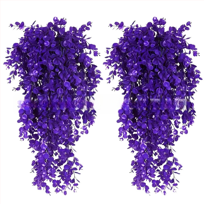 Dirbtiniai rotango eukalipto sieniniai pakabinami augalai, dirbtiniai žalieji augalai, netikri pakabinami augalai, namų lauko dekoratyvinės gėlės