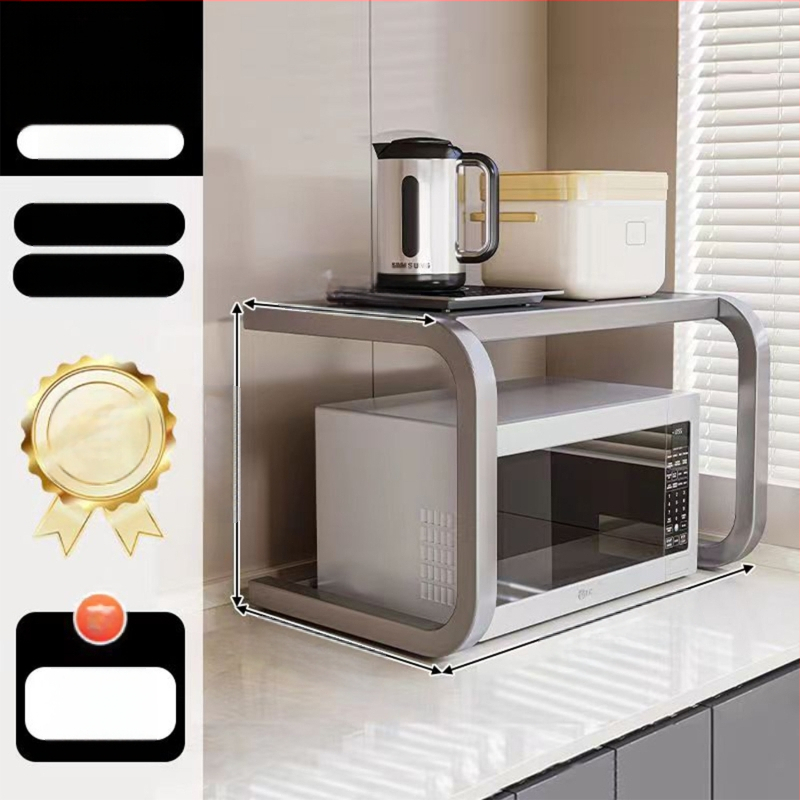 Домакинска двуслойна стойка за съхранение на плот за фурна, скоба за плот за оризоварка, микровълнова фурна, кухненски рафт, многофункционален