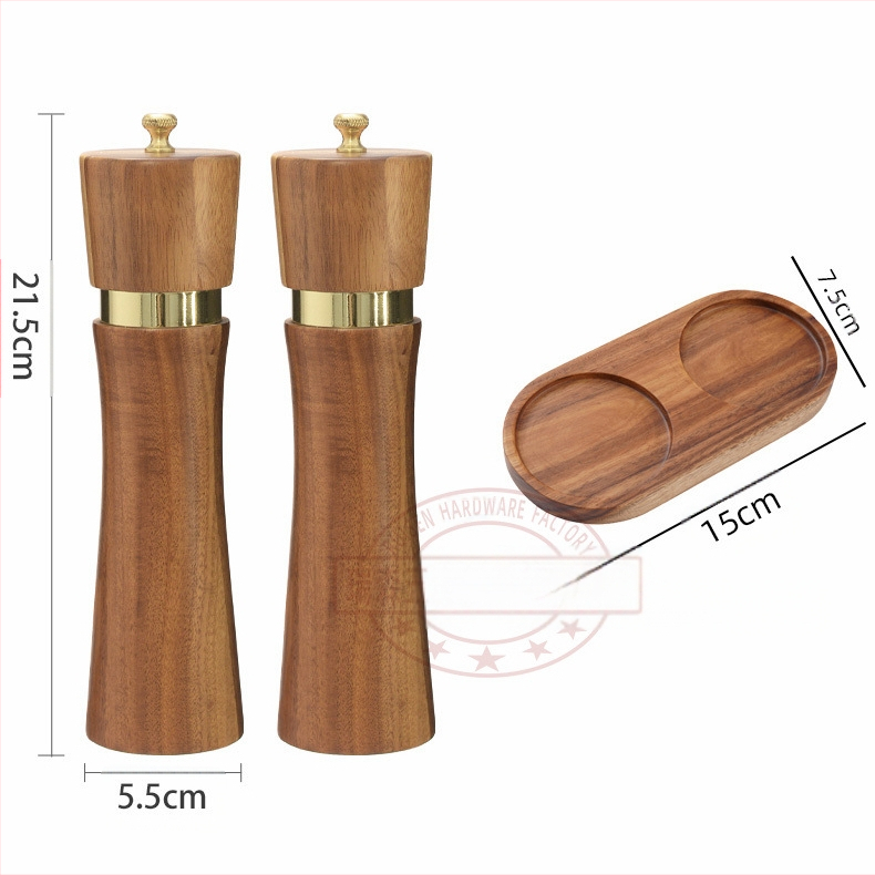 Medinis pipirų malūnas, rankinis, keraminis šerdis, akacijos medienos pipirai, jūros druska, daugiafunkcis malūnėlis, buitiniai, daugiafunkciai virtuvės įrankiai