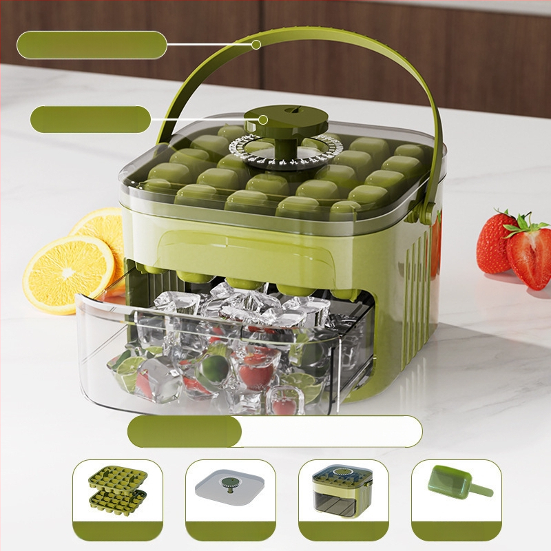 Présjégtálca Jégkocka forma Élelmiszeripari minőségű jégdoboz Fagyasztott jéggolyó műalkotás forma Nagy kapacitású jégtároló háztartási hűtőszekrény