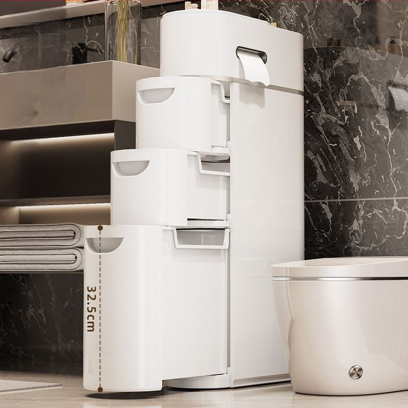 Tualettruumi sahtlitüüpi hoiukapp Majapidamise tualettruumi mitmekihiline plastist hoiukapp Paigaldusvaba hoiuriiul