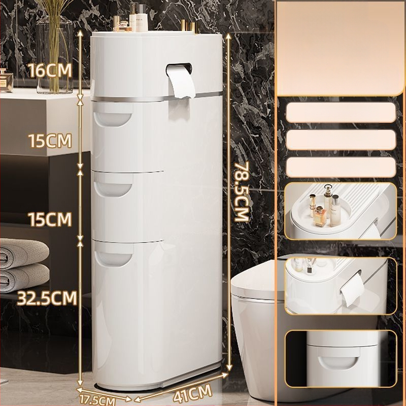 Tualettruumi sahtlitüüpi hoiukapp Majapidamise tualettruumi mitmekihiline plastist hoiukapp Paigaldusvaba hoiuriiul