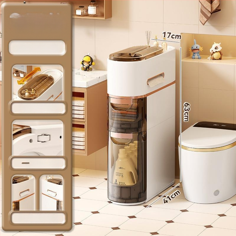 Tualettruumi sahtlitüüpi hoiukapp Majapidamise tualettruumi mitmekihiline plastist hoiukapp Paigaldusvaba hoiuriiul