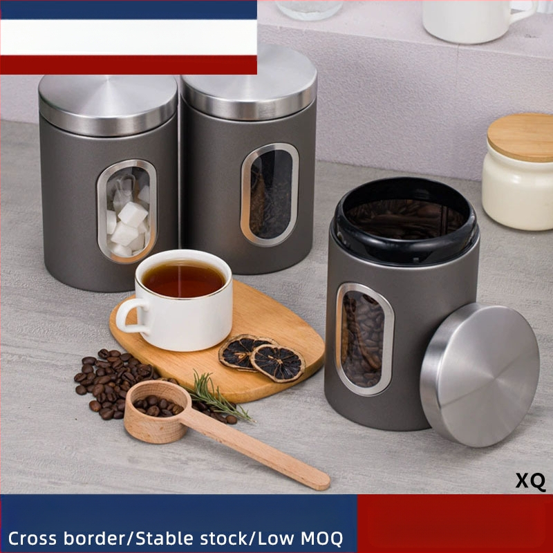 Köögitarbed Roostevabast terasest säilituspurk Visuaalne aken Klaasist suletud purk Jämedateralise tee purk Toidu kuivkaupade säilituspurk