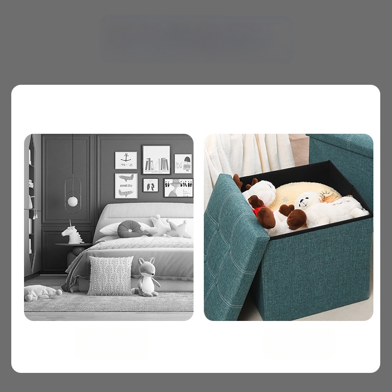 Табуретка за съхранение от плат, многофункционална табуретка за сядане и преобличане на обувки, малка табуретка за диван, сгъваема кутия за съхранение, кутия за домакинско съхранение