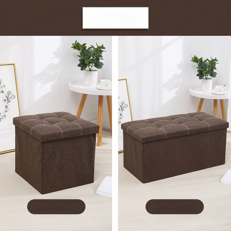 Табуретка за съхранение от плат, многофункционална табуретка за сядане и преобличане на обувки, малка табуретка за диван, сгъваема кутия за съхранение, кутия за домакинско съхранение