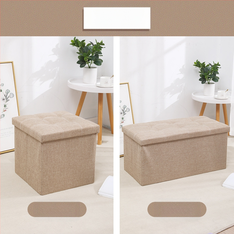 Табуретка за съхранение от плат, многофункционална табуретка за сядане и преобличане на обувки, малка табуретка за диван, сгъваема кутия за съхранение, кутия за домакинско съхранение
