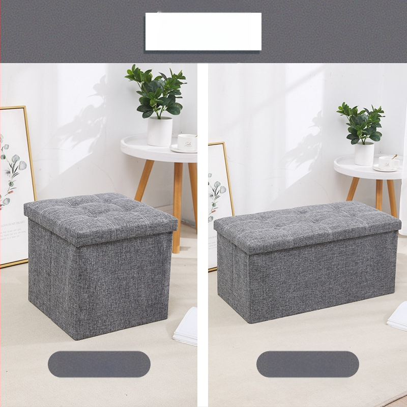 Табуретка за съхранение от плат, многофункционална табуретка за сядане и преобличане на обувки, малка табуретка за диван, сгъваема кутия за съхранение, кутия за домакинско съхранение