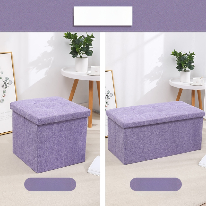 Табуретка за съхранение от плат, многофункционална табуретка за сядане и преобличане на обувки, малка табуретка за диван, сгъваема кутия за съхранение, кутия за домакинско съхранение