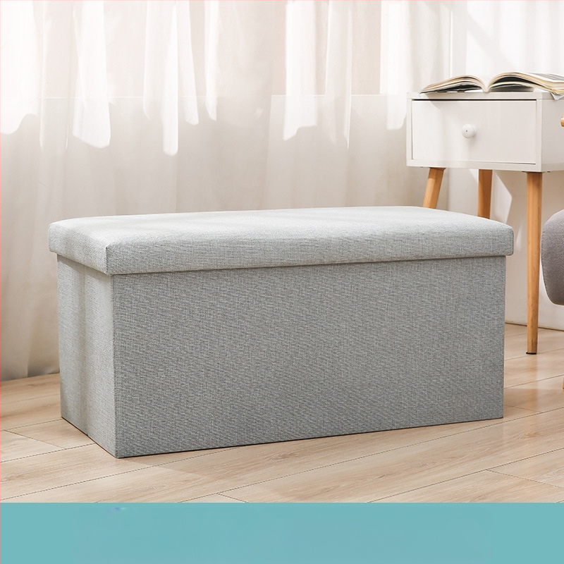 Табуретка за съхранение от плат, многофункционална табуретка за сядане и преобличане на обувки, малка табуретка за диван, сгъваема кутия за съхранение, кутия за домакинско съхранение