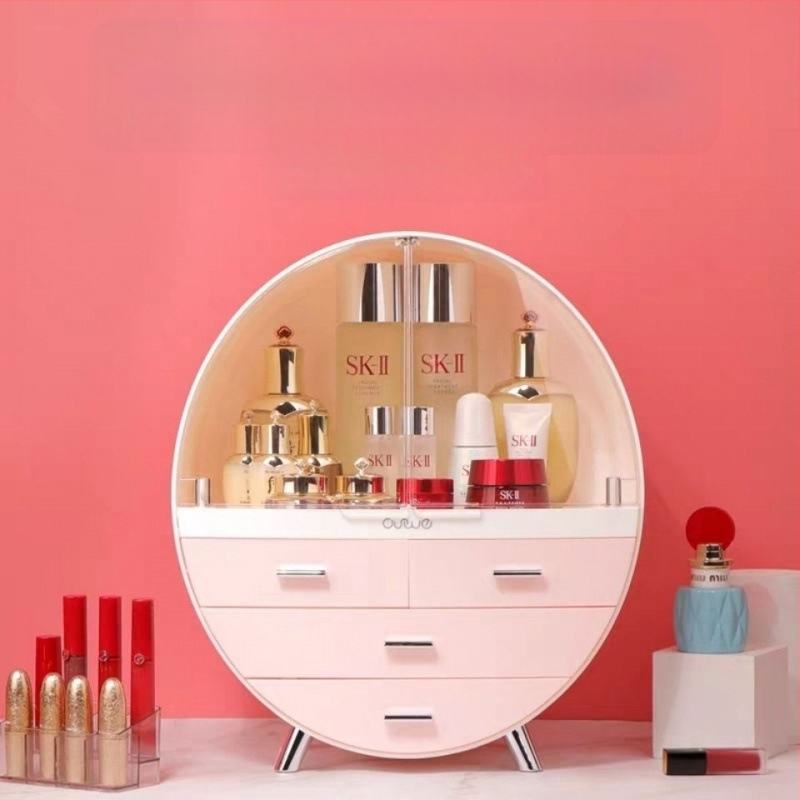 Viegla, grezna, lielas ietilpības ādas kopšanas uzglabāšanas kaste, tualetes galdiņš, putekļu necaurlaidīga kosmētikas uzglabāšanas kaste, caurspīdīga, ērta uzglabāšanas kaste