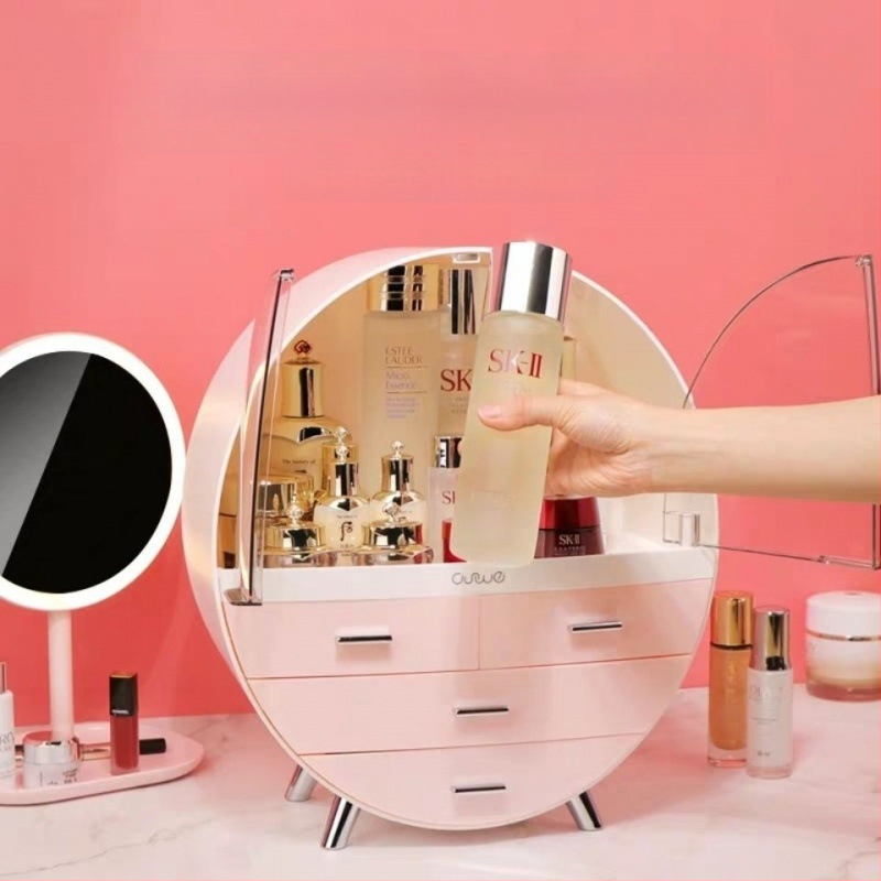 Viegla, grezna, lielas ietilpības ādas kopšanas uzglabāšanas kaste, tualetes galdiņš, putekļu necaurlaidīga kosmētikas uzglabāšanas kaste, caurspīdīga, ērta uzglabāšanas kaste