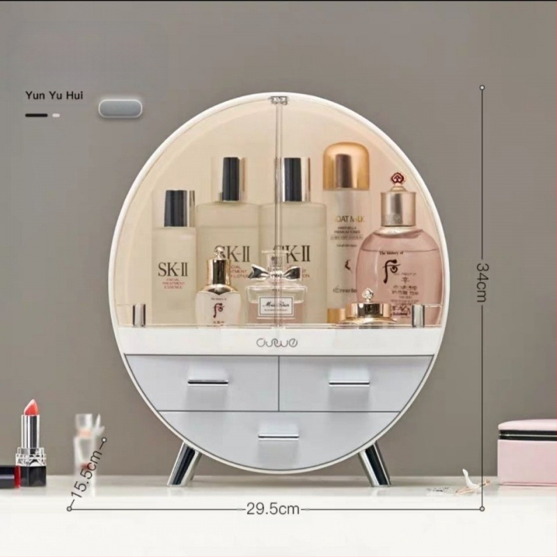 Viegla, grezna, lielas ietilpības ādas kopšanas uzglabāšanas kaste, tualetes galdiņš, putekļu necaurlaidīga kosmētikas uzglabāšanas kaste, caurspīdīga, ērta uzglabāšanas kaste