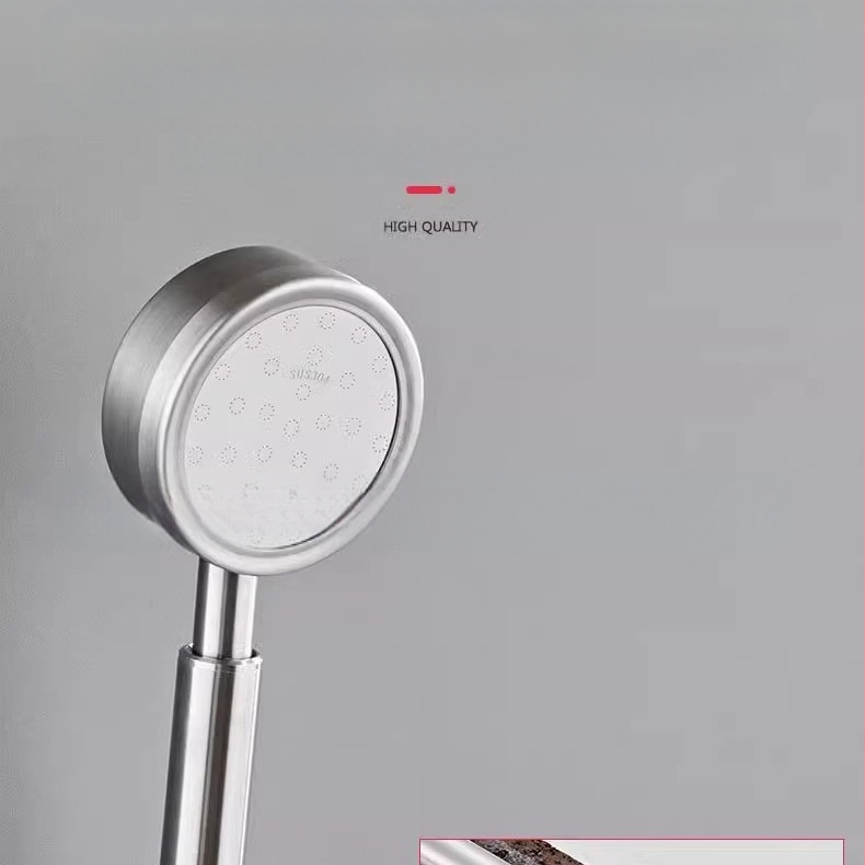 Roostevabast terasest survestatud dušipea, põletus- ja kukkumiskindel, käeshoitav reguleeritav otsik, suur veeväljund, kandilise ülaosaga pihustiga dušikomplekt