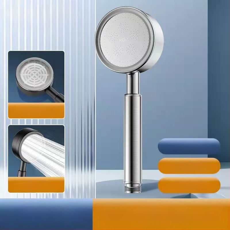 Roostevabast terasest survestatud dušipea, põletus- ja kukkumiskindel, käeshoitav reguleeritav otsik, suur veeväljund, kandilise ülaosaga pihustiga dušikomplekt